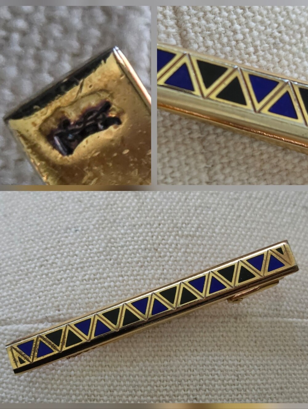 RARE Vintage 1980s YSL Yves Saint Laurent Enamel Tie Clip